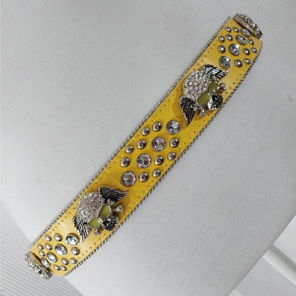 Yellow Studded Belt with Skull Design - Picture 2 of 9